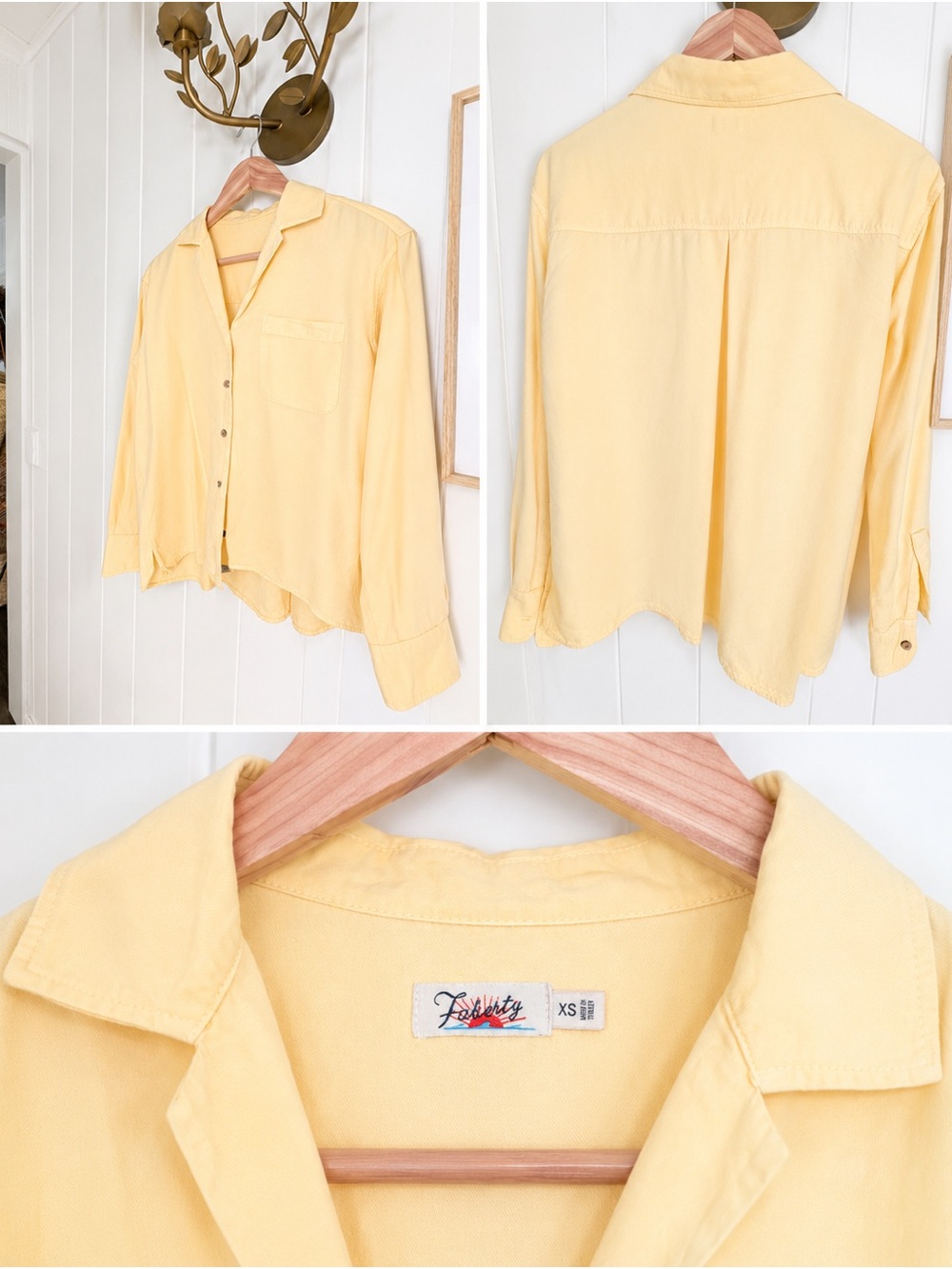 FAHERTY Butter Yellow Button-Down Shirt XS